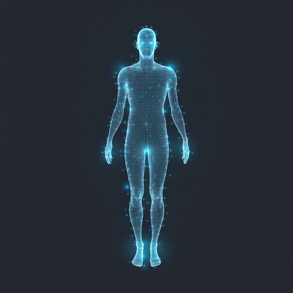 Digital full-body scan visualization representing longevity and whole-body health screening at Midwest Imaging Center, Chicago